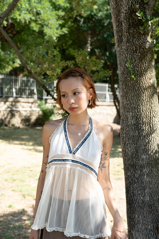 Vintage Jean’s Paul Gaultier Jeans Sheer Tulle Halter Top
